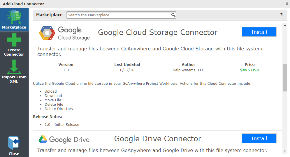 Cloud Connector Marketplace